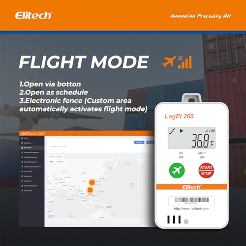 Image of Elitech 4G Real-Time Data Logger with Temp /Humidity /Shock /Light /GPS Tracker | Loget 260 Built-in SIM, Cloud Storage, SMS /Email /App Alerts, 100000 Offline Backup, FDA 21CFR, Ideal for Cold Chain Logistics