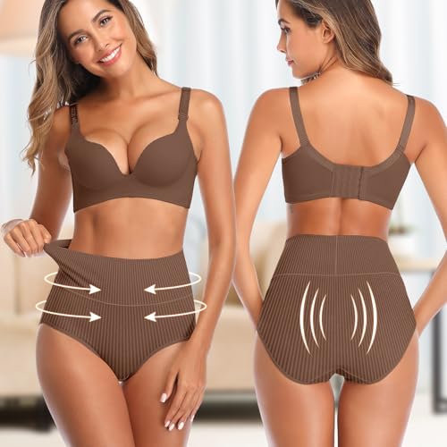 Image of UMMISS Womens Underwear Cotton High Waisted Tummy Control Panties Plus Size Full Coverage Ladies Briefs
