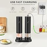 Electric Salt and Pepper Grinder Set, USB Rechargeable Automatic Pepper Mill with Storage Base, Adjustable Coarseness Salt Grinder, Washable Container for Kitchen/Picnic/BBQ - Image 4