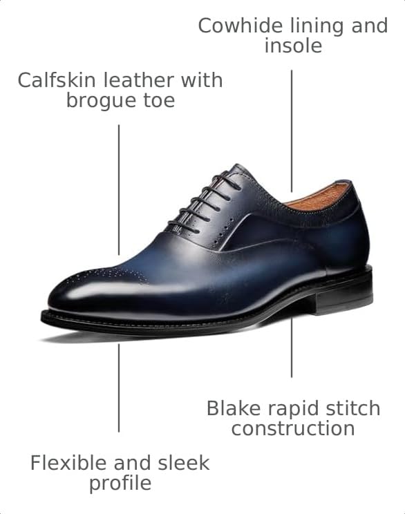 Image of Men's Dress Shoes Genuine Leather Oxfords Luxury Formal Business Suit Shoes with Blake Rapid Stitch