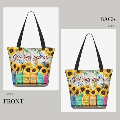 Tote Bag for Women with Zipper, Everyday Carry, Large Capacity Reusable Shopping Bag for Groceries & Travel3