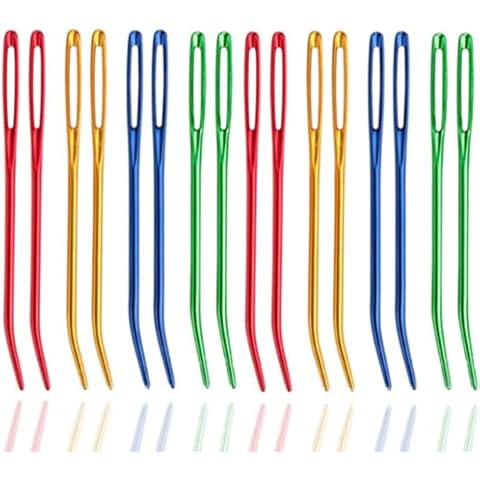 16 pcs Sewing Needles Hand Sewing Needles Aluminum Large Eye Blunt Needles Bent Tip Weaving Needle Darning Needles for Beading Quilting Crochet Cover