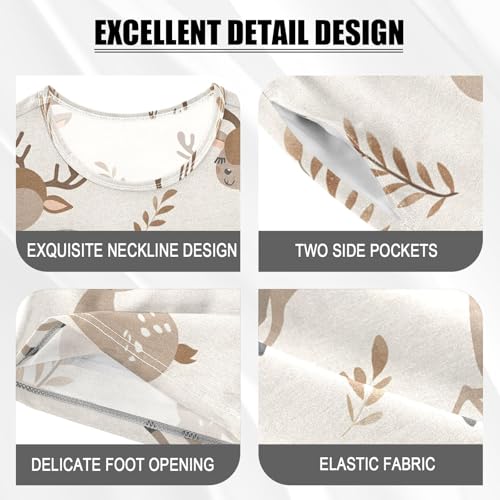 ALAZA Cartoon Deer Leaf Pajamas Short Sleeve 2 Piece Sleepwear Top and Bottom Pajama Set Unisex4