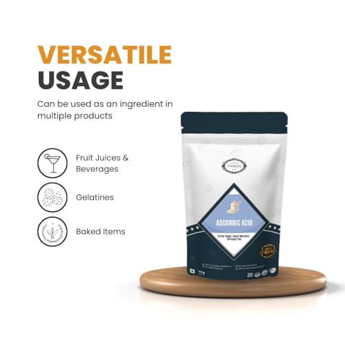 Image of 100% Pure Organic Vitamin C Powder (L-Ascorbic Acid), 1Kg, For Immunity booster, Skin cell Protection, Skin Care Serum Making, collagen Booster (Food Grade, Vegan, Non GMO)