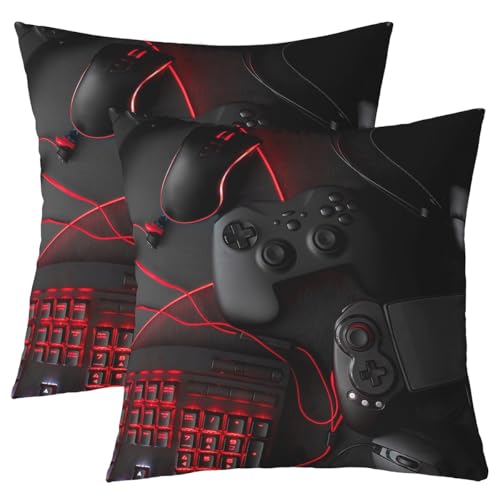 Feelyou Gamer Throw Pillow Covers 18"x18" Set of 2 Soft
