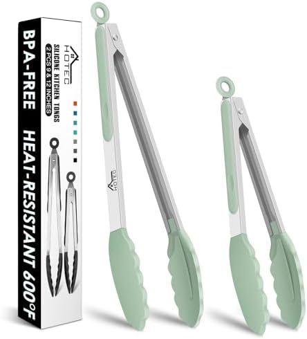 Hotec Premium Stainless Steel Locking Kitchen Tongs with Silicon ...