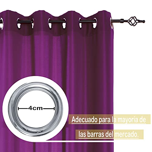 Cortina morada 140x260 con ojales de poliéster para salón juego de 2 piezas 5