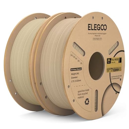 ELEGOO PLA Filament 1.75mm Oak Wood & Tan Birch 2KG, Real Wood Flour Added 3D Printer Filament, 2pcs 1kg Spool(2.2lbs) Fits for Most FDM 3D Printers