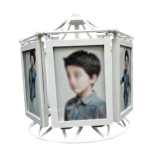 MAGICLULU Cornice Portafoto Con Ruota Panoramica Da 5 Pollici Cornice Portafoto Musicale Girevole Bianca Per Famiglia