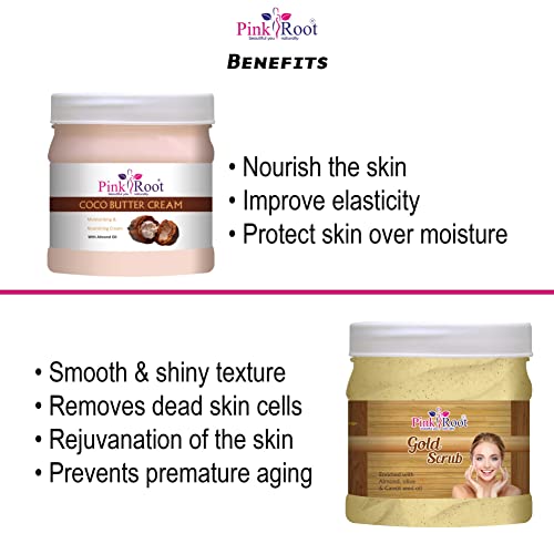 Image of Pink Root Gold Scrub 500gm with Cocoa Butter Cream 500gm