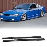 MagicDrift Side Skirts, Compatible with 1999-2004 Ford Mustang, MDA Style Flexible Polyurethane(PU), Rocker Extension Splitter, Unpainted Black