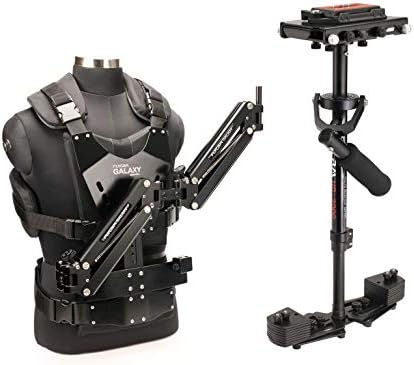 Flycam HD-3000 Telescopic Stabilizer w/ Galaxy Arm & Vest for Video Cameras. Micro Balancing, Shock Absorption- Stable Shots. Reduces Fatigue/Strain + Unico Quick Release & Table Clamp (GLXY-AV-HD-3)