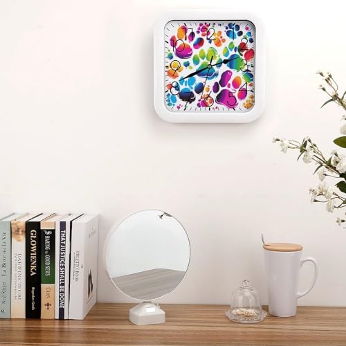 Horloge murale colorée avec pattes de chien silencieuse 25cm pour déco cuisine et salon - 5