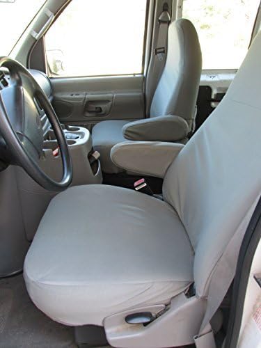 Durafit Seat Covers Made to fit 1993-2008 Ford E-Series Van Captain Chairs with One Armrest Per Seat, Exact Fit Seat Covers in Gray Waterproof Endura. NOT for RV’s