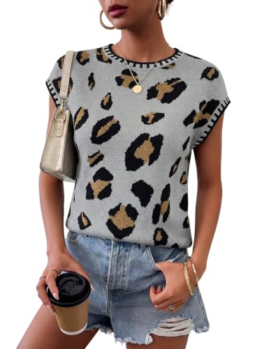 Image of Cap Sleeve Sweater Tops for Women 2026 Knit Summer Sleeveless Tank Vest | Slim Fit, Trendy Color Block, Soft, Skin-Friendly, Strechy, Lightweight, Breathable, Casual Daily Wear