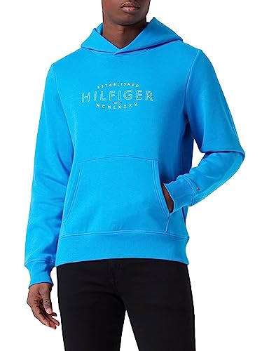 Tommy Hilfiger Herren Hoodie Curve Logo mit Kapuze, Blau (Shocking Blue),...