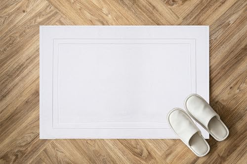 Infinitee Xclusives Premium Cotton (Brilliant White) Bath Mats for Bathroom Pack of 2 |86x55 cm| Ultra Soft, Super Absorbent, Non-Slip, Machine Washable Mats [Not a Rug] - Image 6