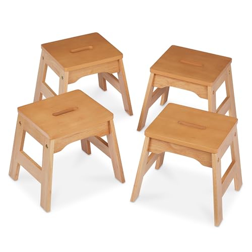 Melissa & Doug Wooden Stools - Set of 4 (Natural)