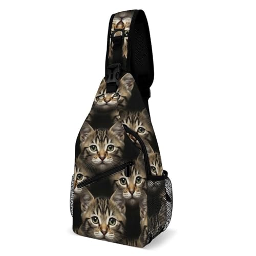 Fashion Day Pack Small Cross Body Backpack Sling Shoulder Bag Chest Bag For Men And Women Cute Animal Cat