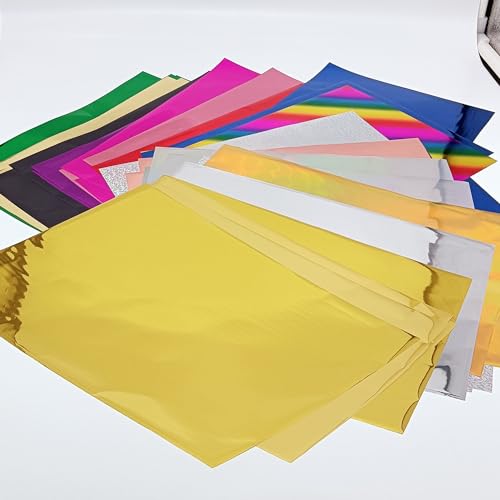 Alinacutle 11.7“X8.26”-50 Sheets Foil Metallic Transfer Hot Foil Sheet for Scrapbooking Paper Crafts/Planner/Invitation,50/PK (16 Mixed Colors)