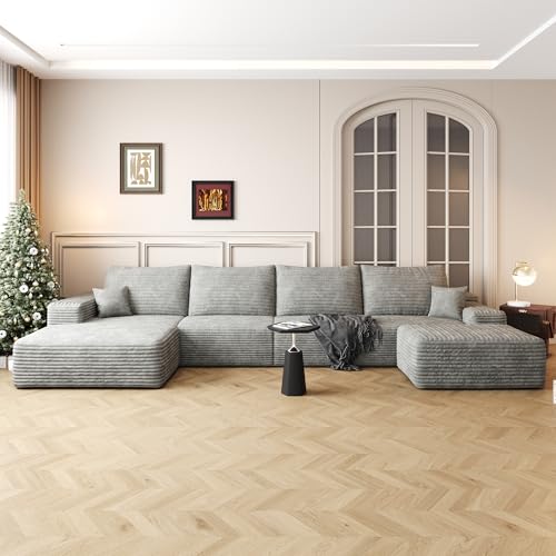 AUGOP 136" Sectional Couches for Living Room Modern Modular Sofa with L-Shape Couchs Upholstered Boneless Couch Deep Seat Sectional Couch with Chaise