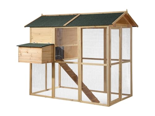 Vente-unique - Poulailler en Bois avec enclos - 8 Poules -...