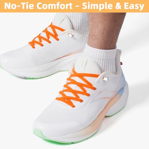 Image of Stepace 2 Pairs Elastic No Tie Shoe Laces for Kids and Adults Sneakers, Stretch Flat Tieless Shoestrings