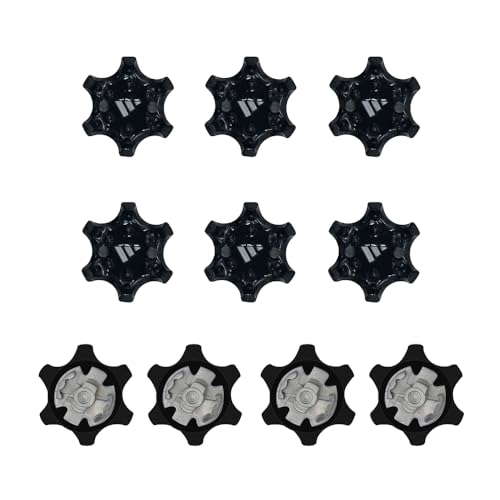 FUGSHIYI ゴルフスパイク鋲 ゴルフシューズ 交換用 10個入り 滑り止めスパイク ソフトスパイク鋲 シューズ用 対応 フットジョイ すぱ 固定 取り外し簡単 (ブラック)