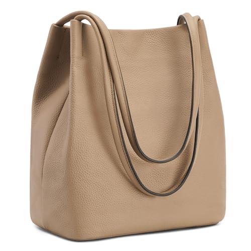 Image of Kattee Women Soft Genuine Leather Totes Shoulder Bag Purses and Handbags with Top Magnetic Snap Closure