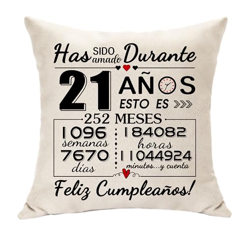 Hasodeo Decoração de aniversário 21 anos, capa de almofada menina menino 21 anos presentes, feliz aniversário 21 anos decoração almofada presentes de 21 anos para filha filho neta sobrinha irmãs (21)