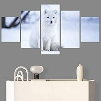 SIGNWIN 5 Panel Canvas Wall Art Animals Black and White Dramatic Group Modern Artwork for Home Decorations Ready to Hang - 60