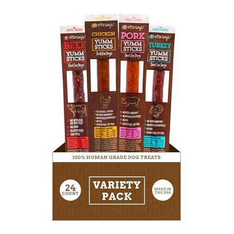 etta says! Yumm Sticks - Real Meat Dog Jerky Treats - Beef, Chicken, Pork, and Turkey Variety Pack - Human Grade - Made in The USA (24 Count Pack of 1) Cover