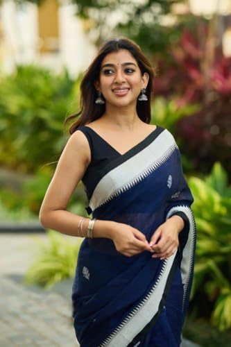 Image of H&J INNOVATION Women's SOFT LILAN SLAB ATTRACTIVE CHARMFULL BEAUTIFUL RICH PALLU & JACQUARD WORK RUNNING EXCLUSIVE BORDER 5.5 Meter Saree| 0.8 Meter Unstitched Blouse Piece HJ-5818