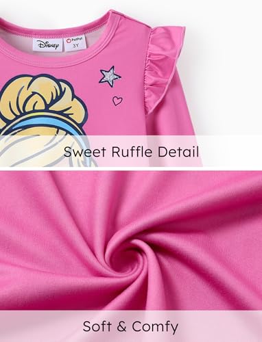 Image of Disney Princess Toddler Girl Outfit Cinderella Girls Clothes Long Sleeve Ruffle Shirt and Leggings 2PCS Clothing Sets Fall Casual Pullover Dailywear Pink 2T
