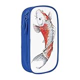 日傘 鯉柄 和柄 和風ペンケース 筆箱 筆袋 鉛筆のサック 中高校生 軽量 学生 子供 誕生日 入学ギフト 大容量 ダブルレイヤーBlue