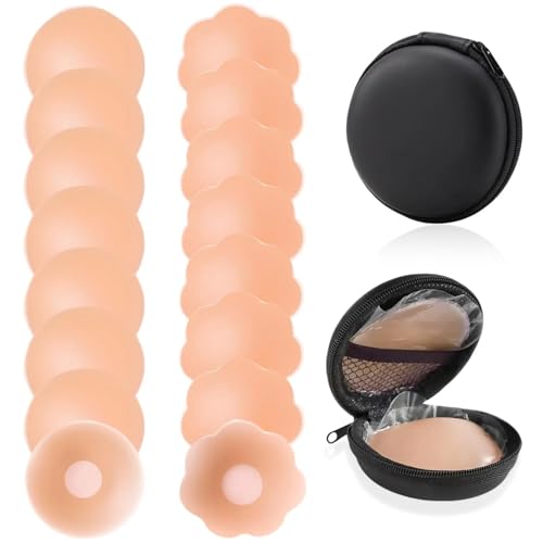 8 Pares Pezoneras Silicona Adhesivas, 6.5 cm Cubierta de Pezón Reutilizables Cubre Pezones Invisibles Tapa Pezones Reutilizable para Mujer para Vestido de Noche Traje de Baño