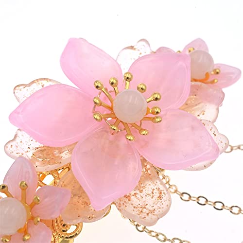 Clip de cabello con flores estilo chino hecho a mano miniatura 5