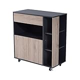 HOMCOM Armario de Suelo para Cocina Mueble Auxiliar Multiusos Diseño Moderno Espacioso con Cajón Estantes Ruedas Universales Metálicas 80x39x86,5 cm Gris