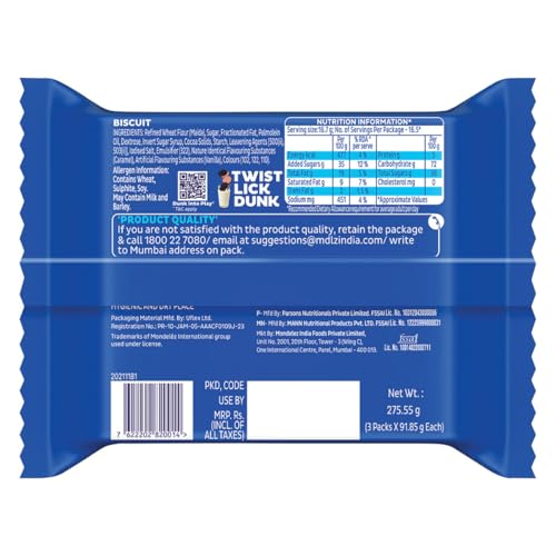 Image of Cadbury Oreo Toffee Crunch Flavour Creme Sandwich Biscuit, 275.55 g