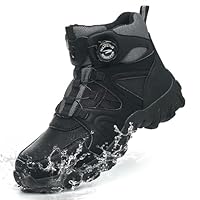 COOU Sicherheitsstiefel Herren Damen Wasserdicht Arbeitsschuhe Hoch Sicherheitsschuhe Leicht Stahlkappenschuhe Rutschfest C13/Schwarz44