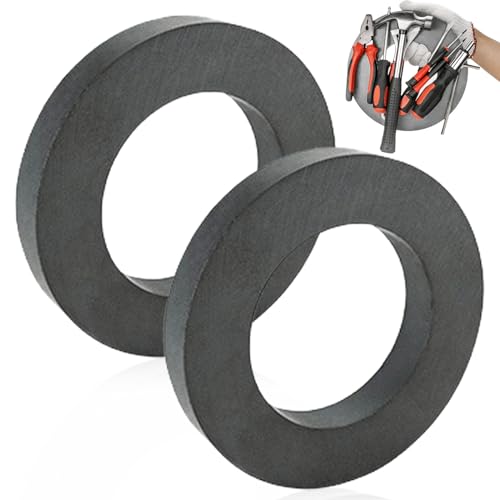 2 Stück Ringmagnet, Ø 70 mm x 32mm x 15 mm Ferrit Ringmagnet mit Loch, Magnetring strapazierfähig Ringmagnete Magnet Scheibe mit Loch Ring für Industrie, DIY, Basteln, Wissenschaftsprojekte