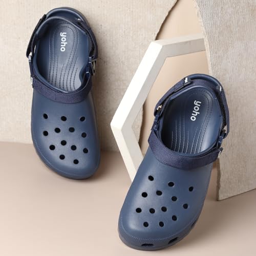 Image of YOHO Hacker Clogs for Men | Waterproof Monsoon Footwear & Rainy Shoes | Adjustable Strap Cushioned Sandals