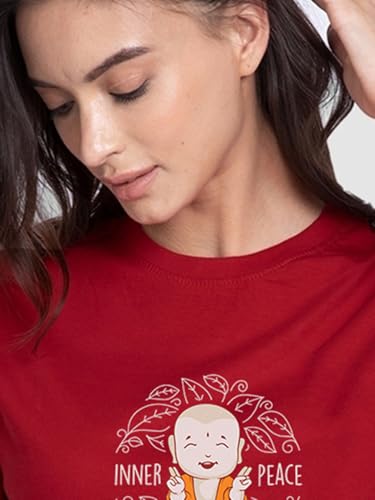 Image of Bewakoof Women's Typography 100% Cotton T-Shirt - Boyfriend Fit, Round Neck, Half Sleeves