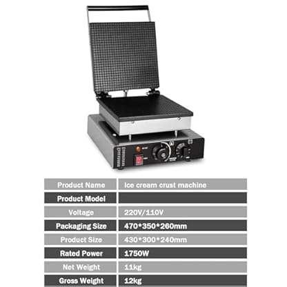 NGARY Professionelles Waffeleisen, 1750 W, Elektrisches Waffeleisen Mit Antihaftbeschichtung, Temperaturbereich Von 50 ℃ Bis 300 ℃ Und Zeiteinstellung, Für Selbstgemachte DIY-Eistüten – Bild 7