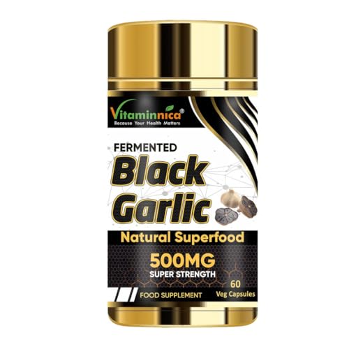 Vitaminnica Natural Black Garlic Capsules Superfood Immunity Booster - Heart & Weight Management - Detox Antioxidant Supplement | 60 Veg Capsules