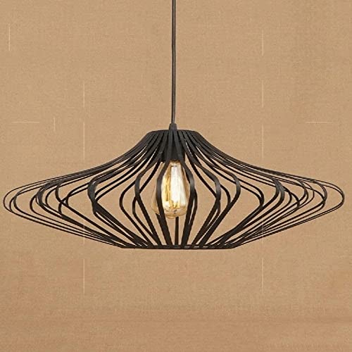 Lustre en fer forgé noir de style vintage industriel