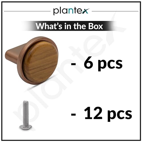 Image of Plantex Knobs for Drawer /Round Drawer Knobs /Knobs for Cabinets /Pull-Push Knobs for Kitchen /Bedroom Drawer - Pack of 6 (Small, Rose Gold & Wood)
