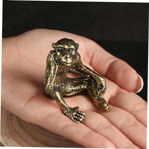 Figurine de singe vintage en laiton pour decoration de bureau miniature