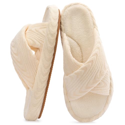 RockDove Women's Velora Criss Cross Slide House Slipper, 5-6, White by RockDove - Used condition - US$17.17