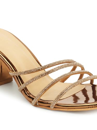 Image of Iconics Women Comfortable Block Heel Square Toe Slip On fashion Sandal for Party, Wedding and Casual Use